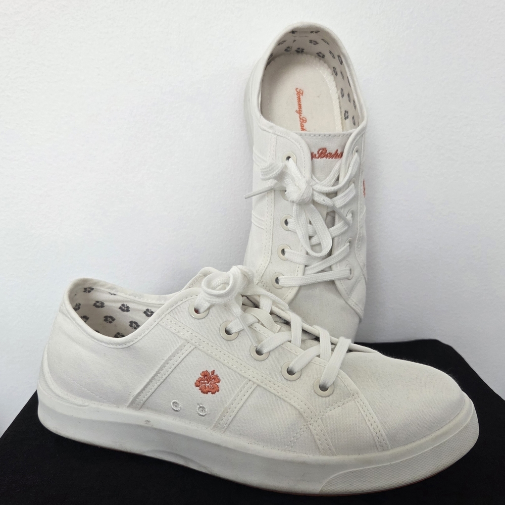 Tommy Bahama White Canvas Sneakers